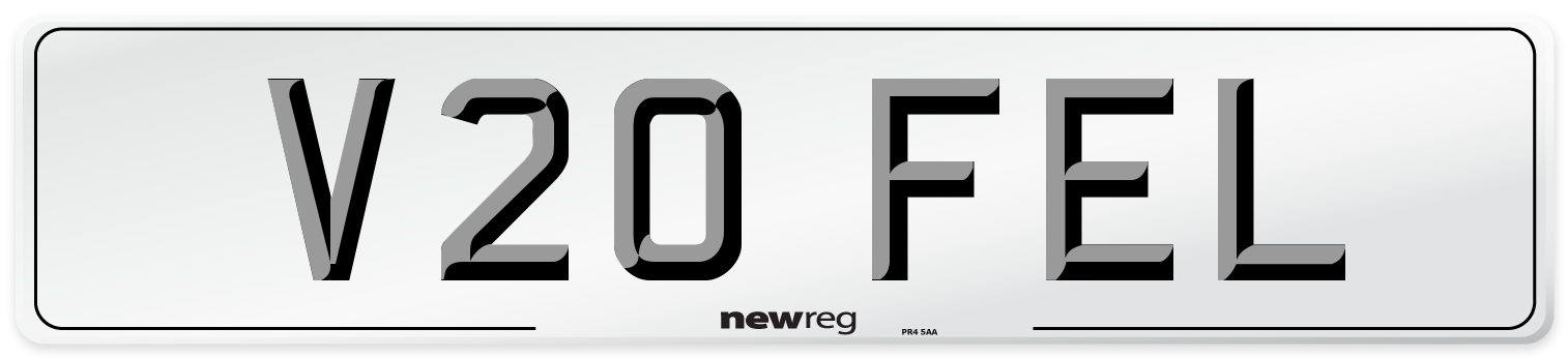 V20 FEL Number Plate from New Reg